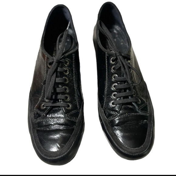Mephisto Air Relax Black Patent Leather Sneakers Size 8.5 Low Top Lace Up - Picture 14 of 15